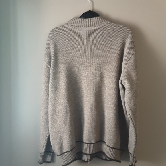 Vintage Men's Tan Brown Grandpa Wool Blend Zippered Sweater Cardigan | Large - Picture 9 of 15